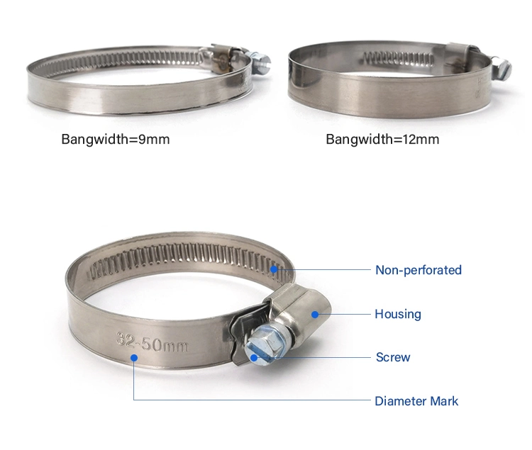 German Type Embossed Band Worm Gear Hose Clamp Free Samples